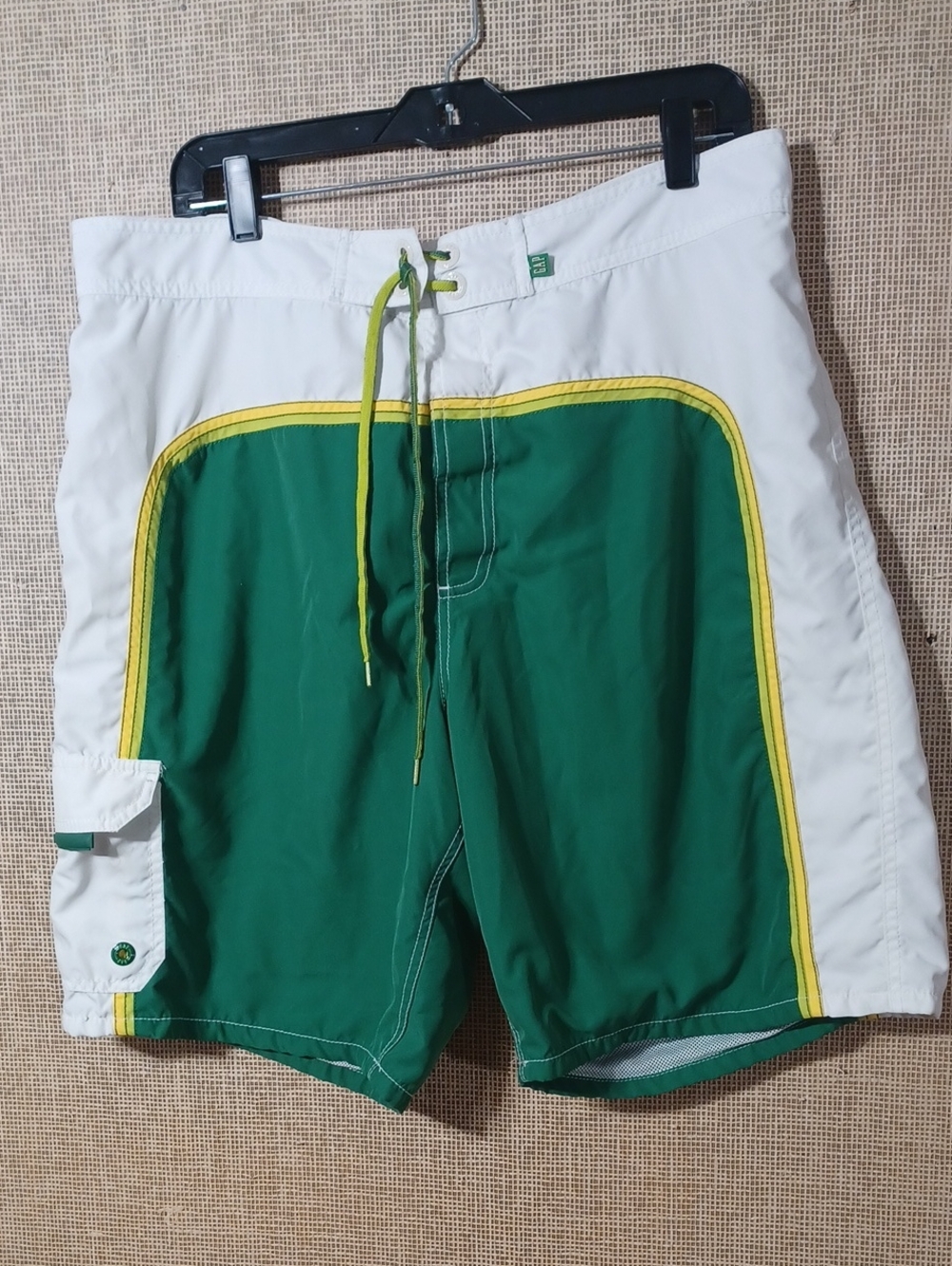 GAP Men's Green, White & Yellow Swim Board Shorts